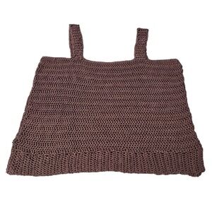 Handmade Crochet Crop Top Mauve Purple Sleeveless Square Neck Boho Knit Tank